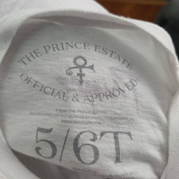 The Prince Estate Kids Size 5/6T White Purple Prince Symbol T-shirt - Picture 2 of 3